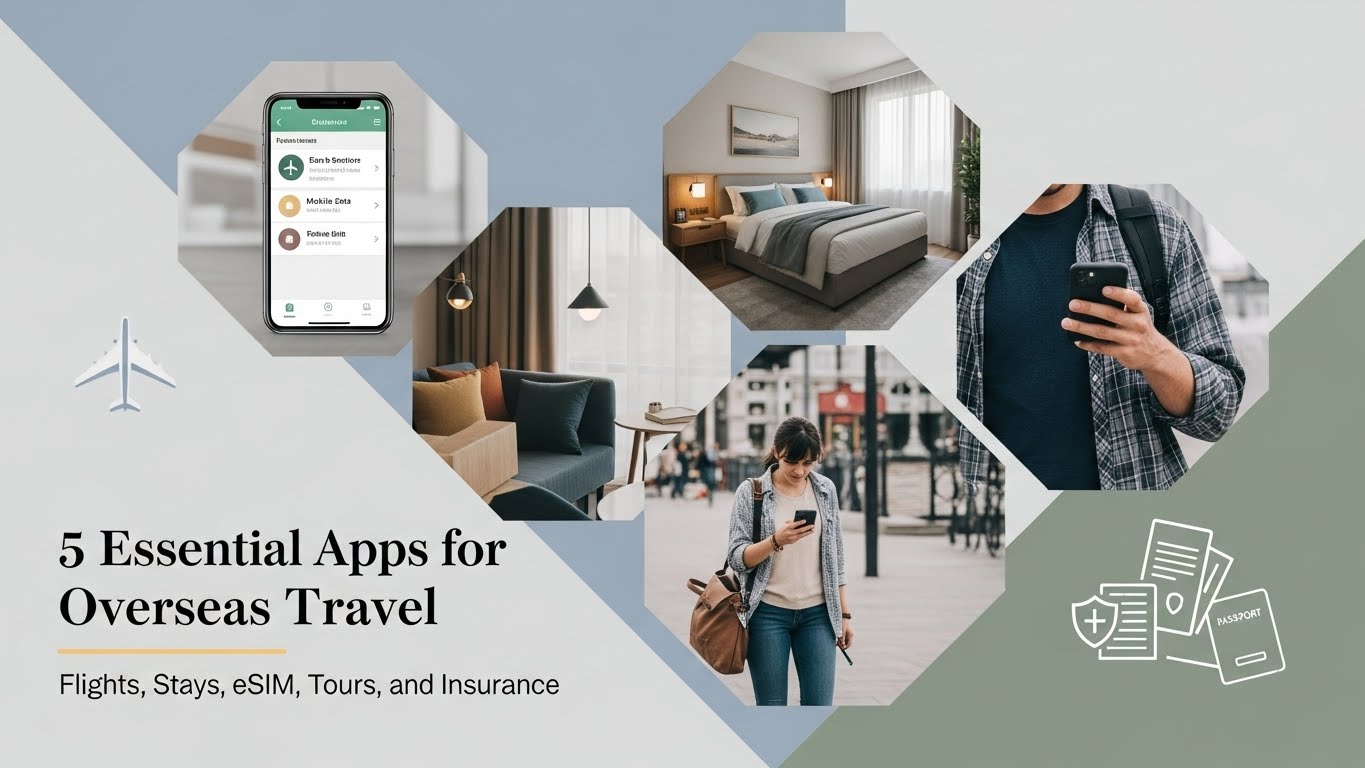 5 Essential Apps for Overseas Travel: Flights, Stays, eSIM, Tours, and Insurance